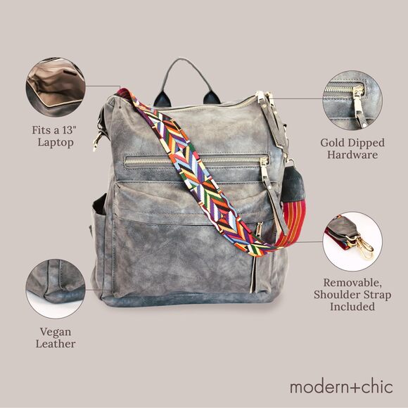 8922 Backpack Purse - Brielle Convertible Bag Shoulder Bag or Backpack main image 4